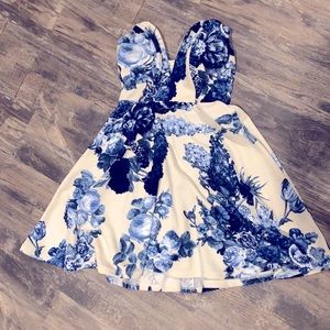 Strapless flower print boutique dress